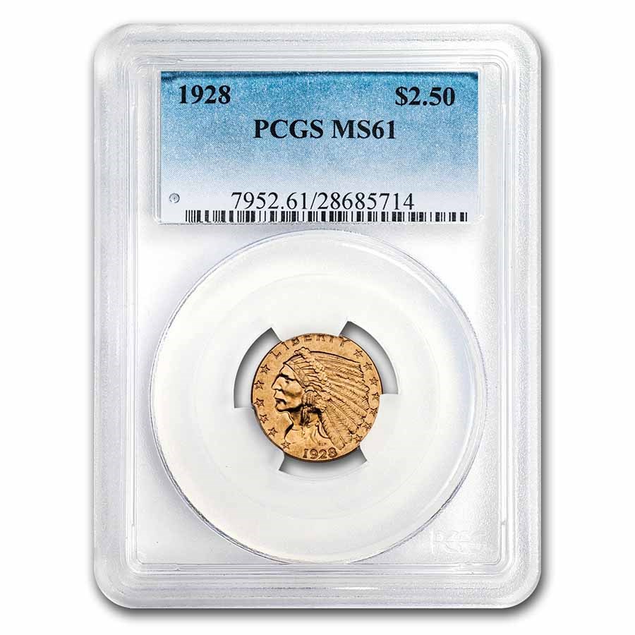 1928 $2.50 Indian Gold Quarter Eagle MS-61 PCGS