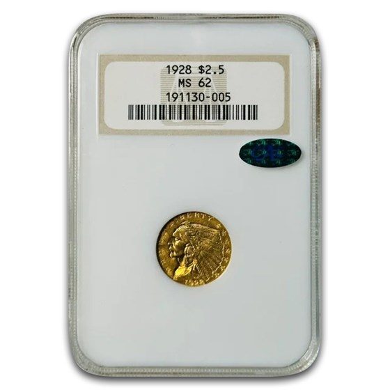 1928 $2.50 Indian Gold Quarter Eagle MS-62 NGC CAC