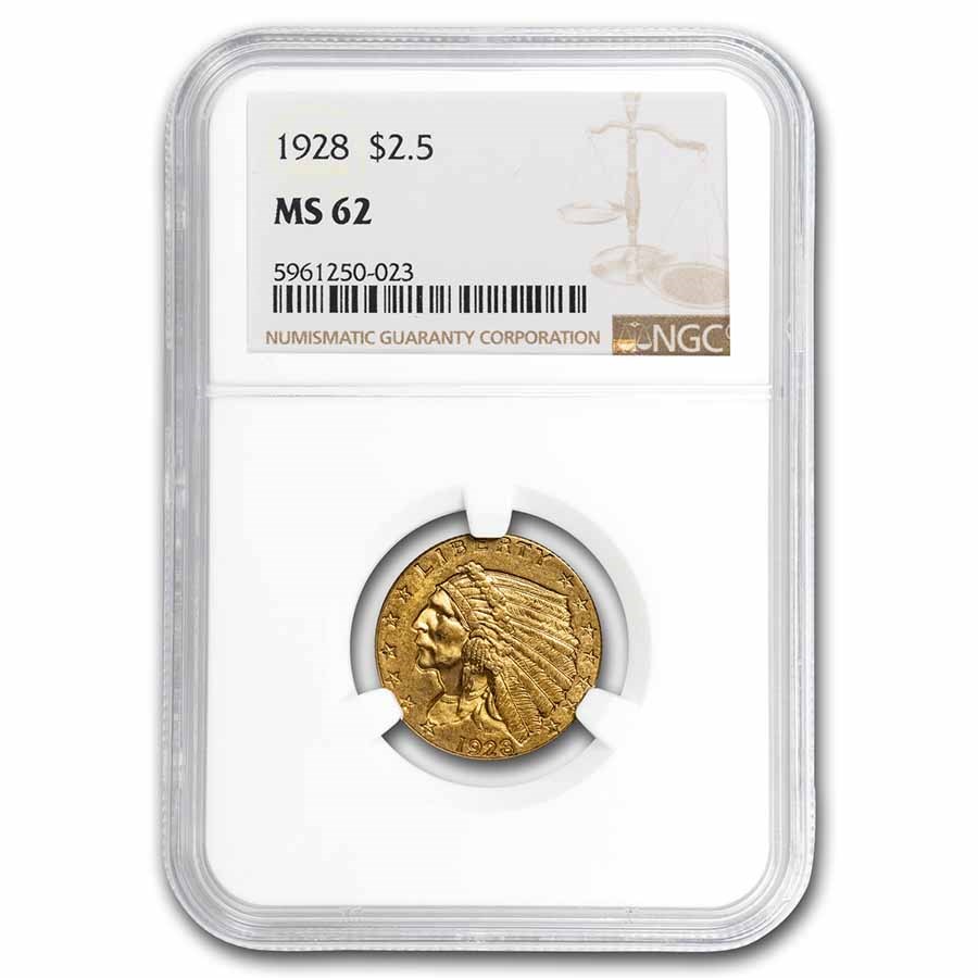 1928 $2.50 Indian Gold Quarter Eagle MS-62 NGC