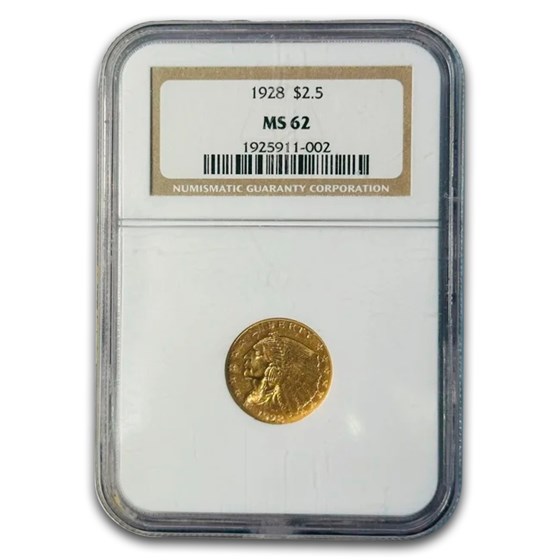 1928 $2.50 Indian Gold Quarter Eagle MS-62 NGC