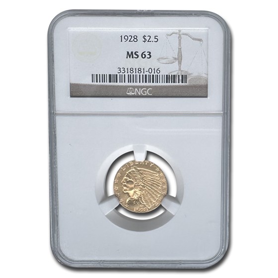 1928 $2.50 Indian Gold Quarter Eagle MS-63 NGC
