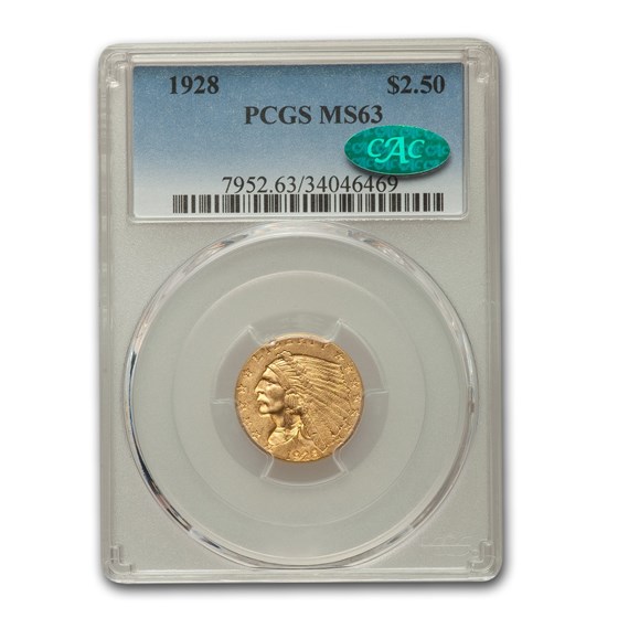 1928 $2.50 Indian Gold Quarter Eagle MS-63 PCGS CAC 1928 $2.50 Indian Gold Quarter Eagle MS-63 PCGS CAC