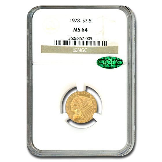 1928 $2.50 Indian Gold Quarter Eagle MS-64 NGC CAC 1928 $2.50 Indian Gold Quarter Eagle MS-64 NGC CAC