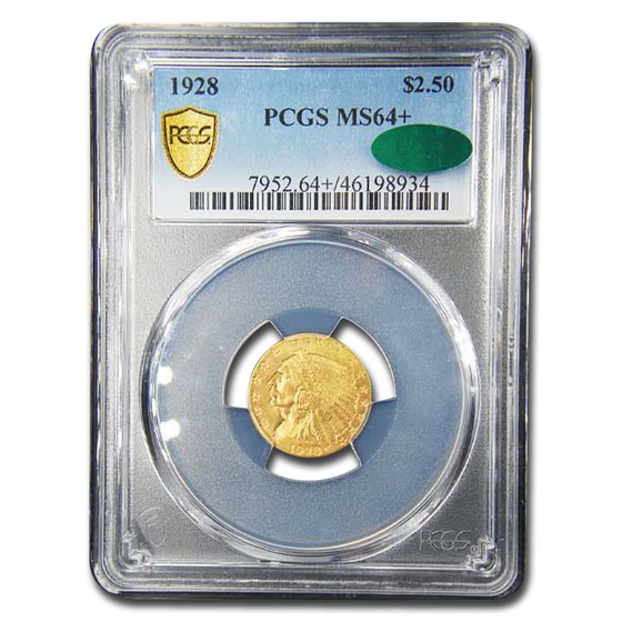 1928 $2.50 Indian Gold Quarter Eagle MS-64+ PCGS CAC 1928 $2.50 Indian Gold Quarter Eagle MS-64+ PCGS CAC