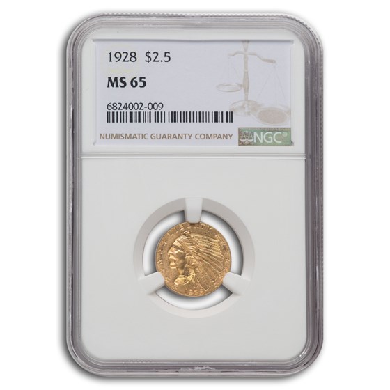 1928 $2.50 Indian Gold Quarter Eagle MS-65 NGC 1928 $2.50 Indian Gold Quarter Eagle MS-65 NGC