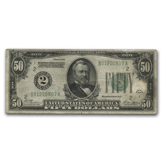 1928 (2-New York) $50 FRN VF (Fr#2100-B) 1928 (2-New York) $50 FRN VF (Fr#2100-B)