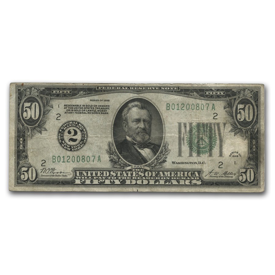 1928 (2-New York) $50 FRN VF (Fr#2100-B)