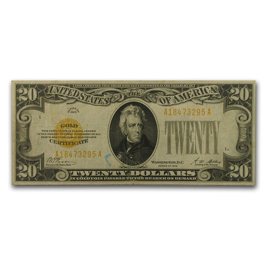 1928 $20 Gold Certificate VF (Fr#2402) Details