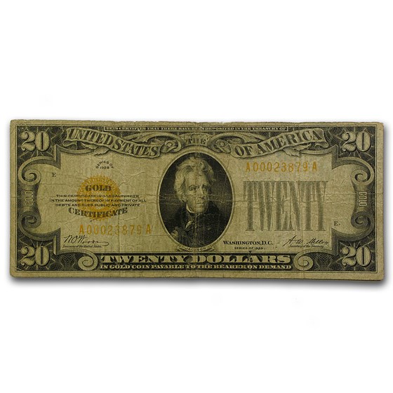 1928 $20 Gold Certificate VG 1928 $20 Gold Certificate VG