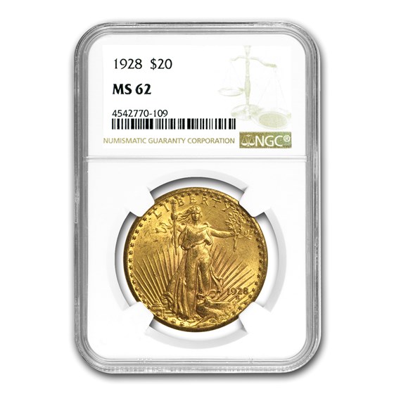 1928 $20 Saint-Gaudens Gold Double Eagle MS-62 NGC