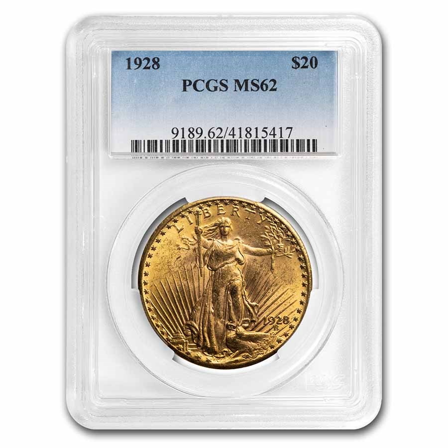 1928 $20 Saint-Gaudens Gold Double Eagle MS-62 PCGS