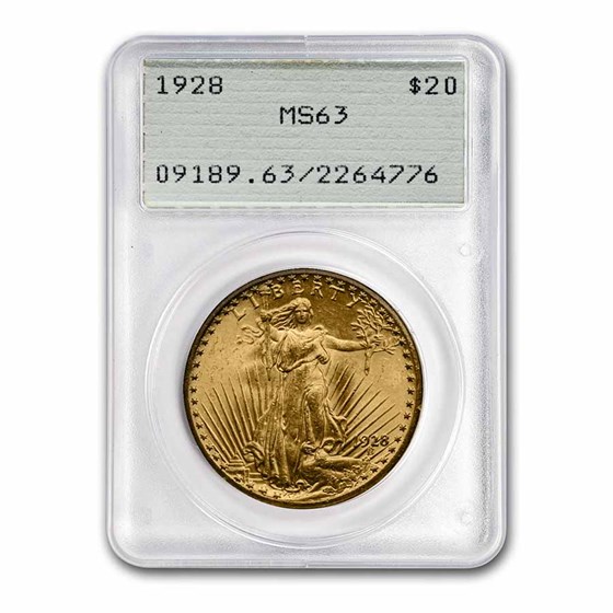 1928 $20 Saint-Gaudens Gold Double Eagle MS-63 PCGS (Rattler) 1928 $20 Saint-Gaudens Gold Double Eagle MS-63 PCGS (Rattler)