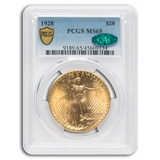 1928 $20 Saint-Gaudens Gold Double Eagle MS-65 PCGS CAC 1928 $20 Saint-Gaudens Gold Double Eagle MS-65 PCGS CAC