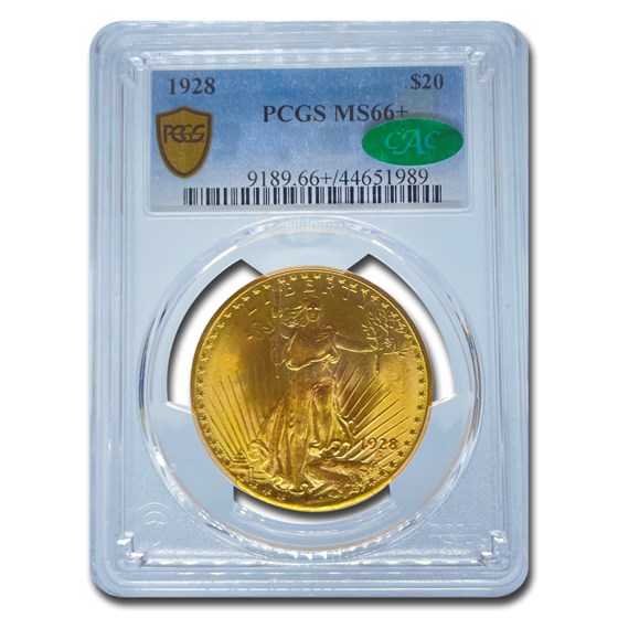 1928 $20 Saint-Gaudens Gold Double Eagle MS-66+ PCGS CAC 1928 $20 Saint-Gaudens Gold Double Eagle MS-66+ PCGS CAC