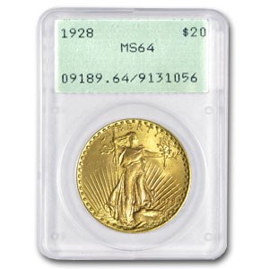 Buy 1928 $20 St Gaudens Gold Double Eagle MS-64 PCGS (Rattler) | APMEX