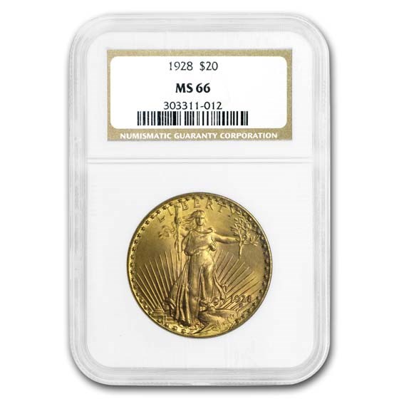 1928 $20 St Gaudens Gold Double Eagle MS-66 NGC 1928 $20 St Gaudens Gold Double Eagle MS-66 NGC