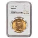 1928 $20 St Gaudens Gold Double Eagle MS-66+ NGC