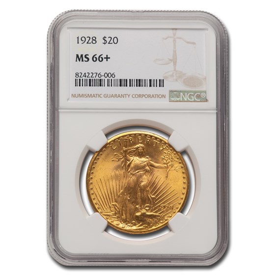 1928 $20 St Gaudens Gold Double Eagle MS-66+ NGC 1928 $20 St Gaudens Gold Double Eagle MS-66+ NGC