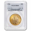 1928 $20 St Gaudens Gold Double Eagle MS-66 PCGS