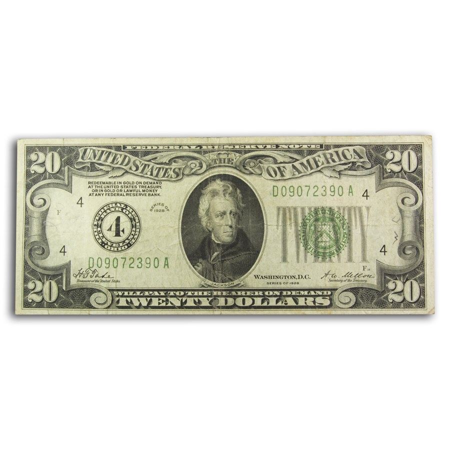 1928 (4-Cleveland) $20 FRN Fine (Fr#2050-D)