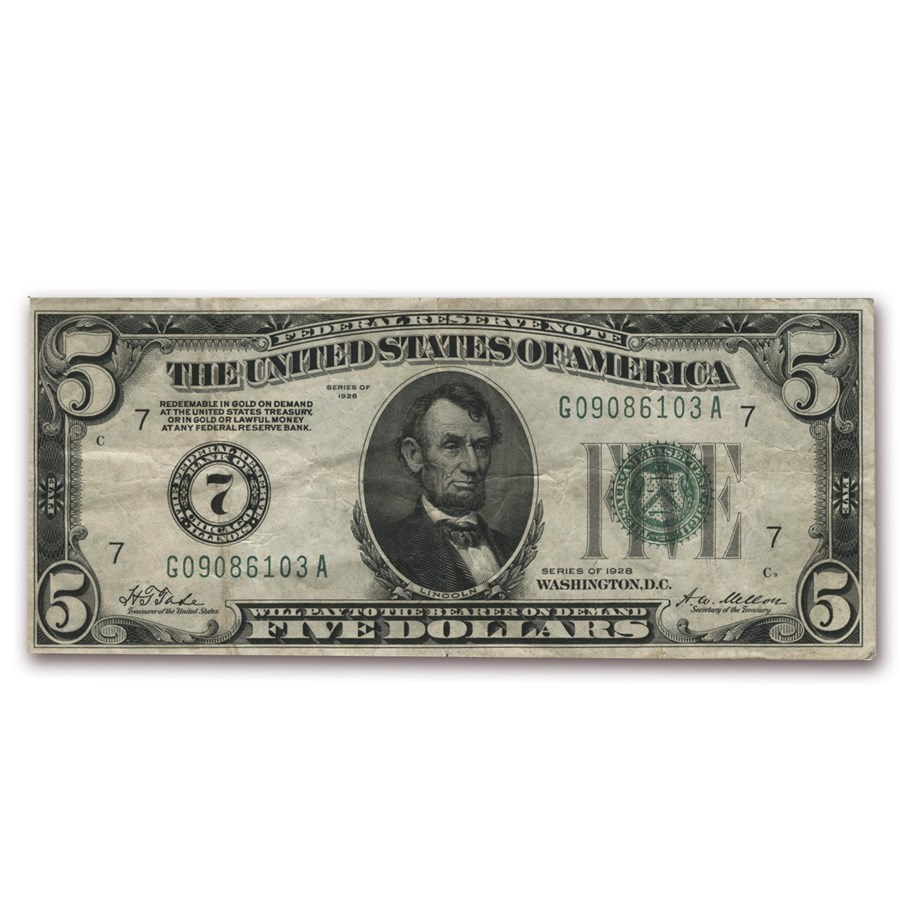 1928 $5.00 FRN Choice VF