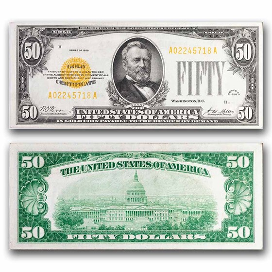 1928 $50 Gold Certificate CU (Fr#2404)