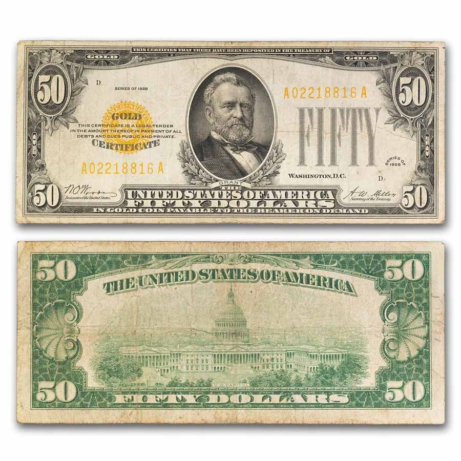 Buy 1928 $50 Gold Certificate Fine APMEX Buy 1928 $50 Gold Certificate Fine APMEX