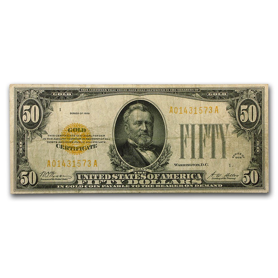 Buy 1928 $50 Gold Certificate VF APMEX Buy 1928 $50 Gold Certificate VF APMEX