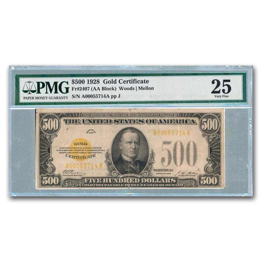 Buy 1928 $500 Gold Certificate VF 25 PMG APMEX Buy 1928 $500 Gold Certificate VF 25 PMG APMEX