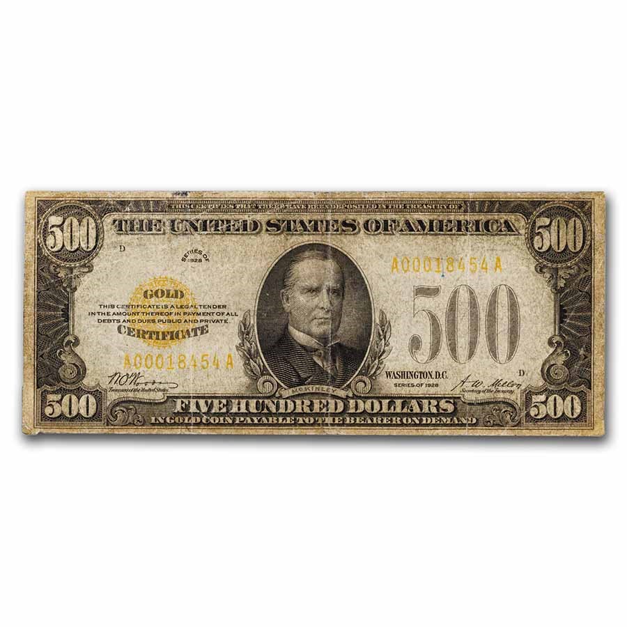 Buy 1928 $500 Gold Certificate VG (Fr#2407) APMEX Buy 1928 $500 Gold Certificate VG (Fr#2407) APMEX