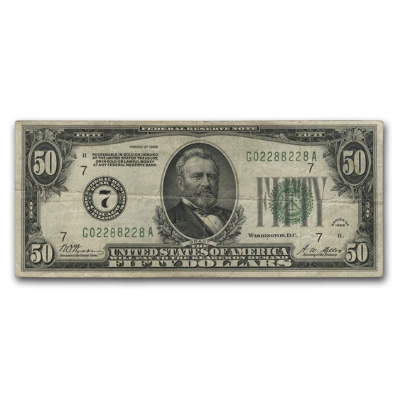 1928 (7-Chicago) $50 FRN XF (Fr#2100-G) 1928 (7-Chicago) $50 FRN XF (Fr#2100-G)