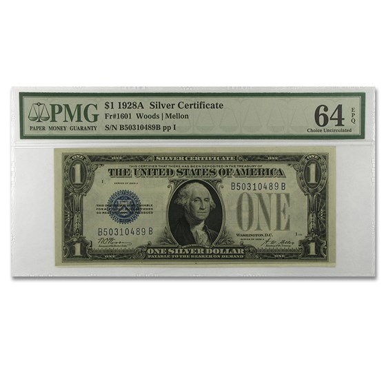 1928-A $1.00 Silver Certificate CU-64 PMG (Fr#1601)