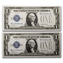 1928-A $1.00 Silver Certificates AU (Fr#1601) 2 Consecutive