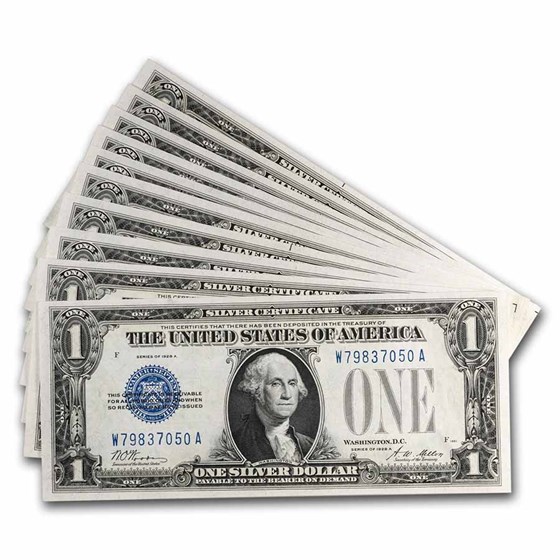 1928-A $1.00 Silver Certificates CU (Fr#1601) 10 Consecutive 1928-A $1.00 Silver Certificates CU (Fr#1601) 10 Consecutive