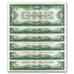 1928-A $1.00 Silver Certificates CU (Fr#1601) 6 Consecutive
