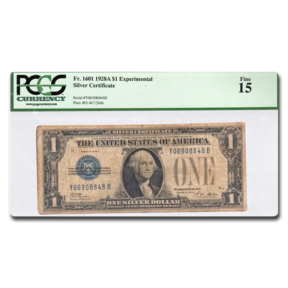 1928-A $1.00 Silver Certificates Fine-15 PCGS (Fr#1601) 1928-A $1.00 Silver Certificates Fine-15 PCGS (Fr#1601)