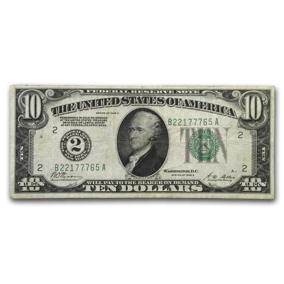 1928-A (2-New York) $10 FRN VF (Fr#2001-B) 1928-A (2-New York) $10 FRN VF (Fr#2001-B)