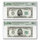 1928-A (7-Chicago) $5.00 FRN CU-64 EPQ PMG (Fr#1951-G) Changeover