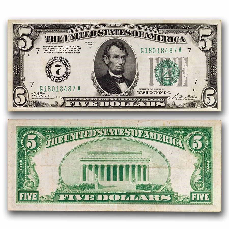 1928-A (7-Chicago) $5.00 FRN XF (Fr#1951-G)
