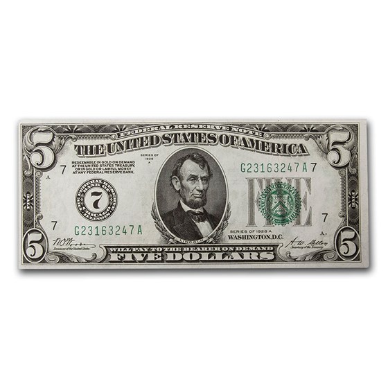 1928-A (G-Chicago) $5.00 FRN CCU (Fr#1951-G) 1928-A (G-Chicago) $5.00 FRN CCU (Fr#1951-G)