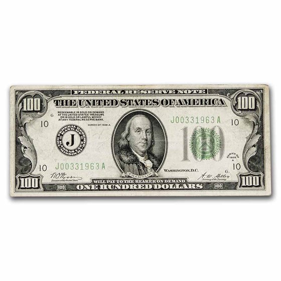 1928-A (J-Kansas City) $100 FRN VF (Fr#2151-J) 1928-A (J-Kansas City) $100 FRN VF (Fr#2151-J)