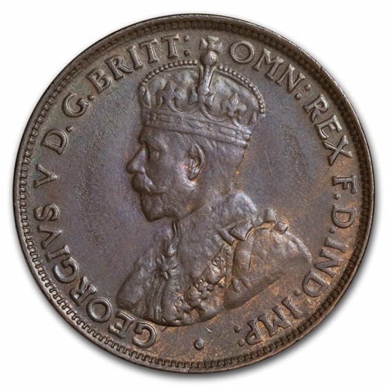 1928 Australia Bronze 1/2 Penny George V BU (Brown) 1928 Australia Bronze 1/2 Penny George V BU (Brown)