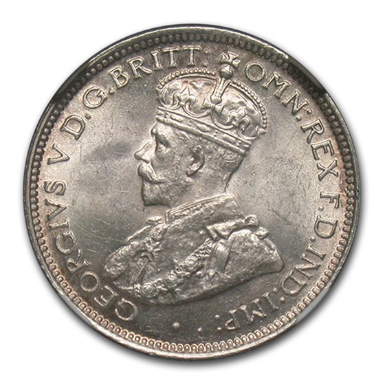 1928 Australia Silver 6 Pence George V MS-64 NGC 1928 Australia Silver 6 Pence George V MS-64 NGC