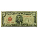 1928-B $5.00 U.S. Note Red Seal VG (Fr#1527)