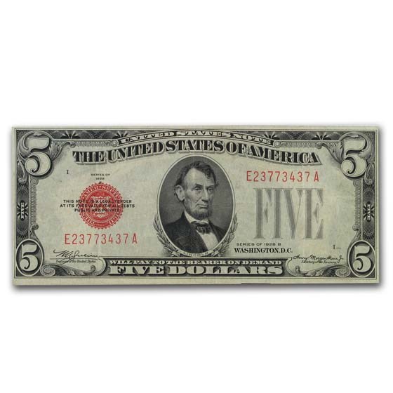 1928-B $5.00 U.S. Note Red Seal XF (Fr#1527) 1928-B $5.00 U.S. Note Red Seal XF (Fr#1527)