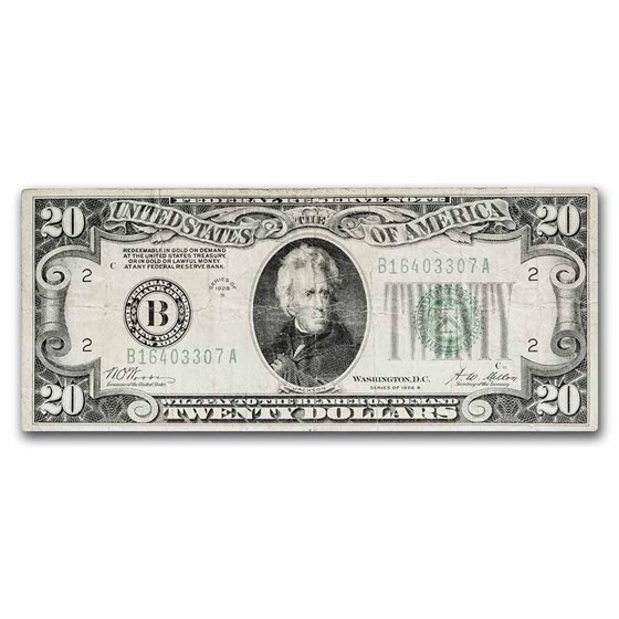 1928-B (B-New York) $20 FRN Fine (Fr#2052-B) 1928-B (B-New York) $20 FRN Fine (Fr#2052-B)