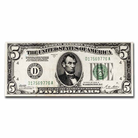 1928-B (D-Cleveland) $5.00 FRN VF (Fr#1952-D) 1928-B (D-Cleveland) $5.00 FRN VF (Fr#1952-D)