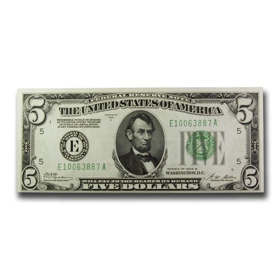 1928-B (E-Richmond) $5.00 FRN CCU (Fr#1952-E) 1928-B (E-Richmond) $5.00 FRN CCU (Fr#1952-E)