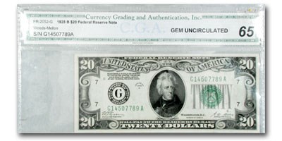 1928-B (G-Chicago) $20 FRN Gem Unc-65 CGA 1928-B (G-Chicago) $20 FRN Gem Unc-65 CGA
