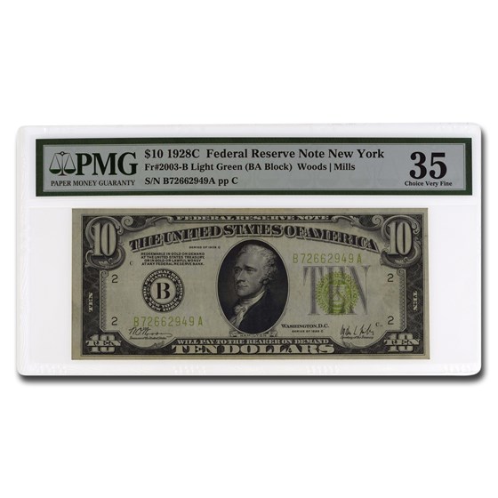 1928 (B-New York) $10 FRN CH VF-35 EPQ PMG (Fr#2003-B) 1928 (B-New York) $10 FRN CH VF-35 EPQ PMG (Fr#2003-B)